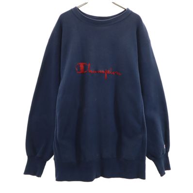 Champion チャンピオン 90s USA製 オールド 刺繍タグ 長袖 リバースウィーブ スウェット トレーナー XL ネイビー