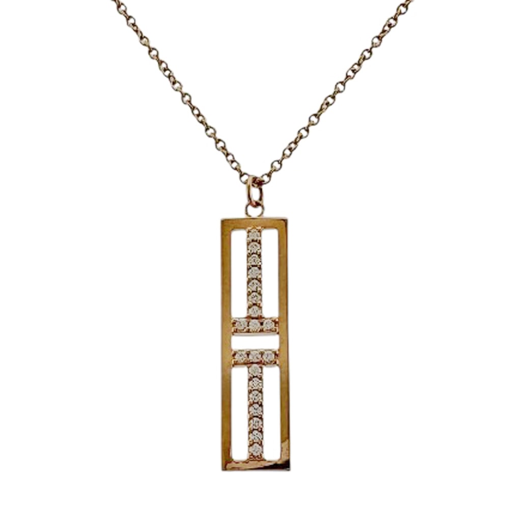 ティファニー Tトゥー オープン バーティカル ネックレス 18金 K18ピンクゴールド ダイヤモンド レディース TIFFANY&Co.  中古