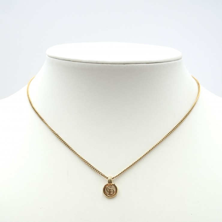 Christian Dior(クリスチャンディオール) CDロゴ ラウンド ネックレス ヴィンテージ ゴールドカラー レディース 38cm 【中古】