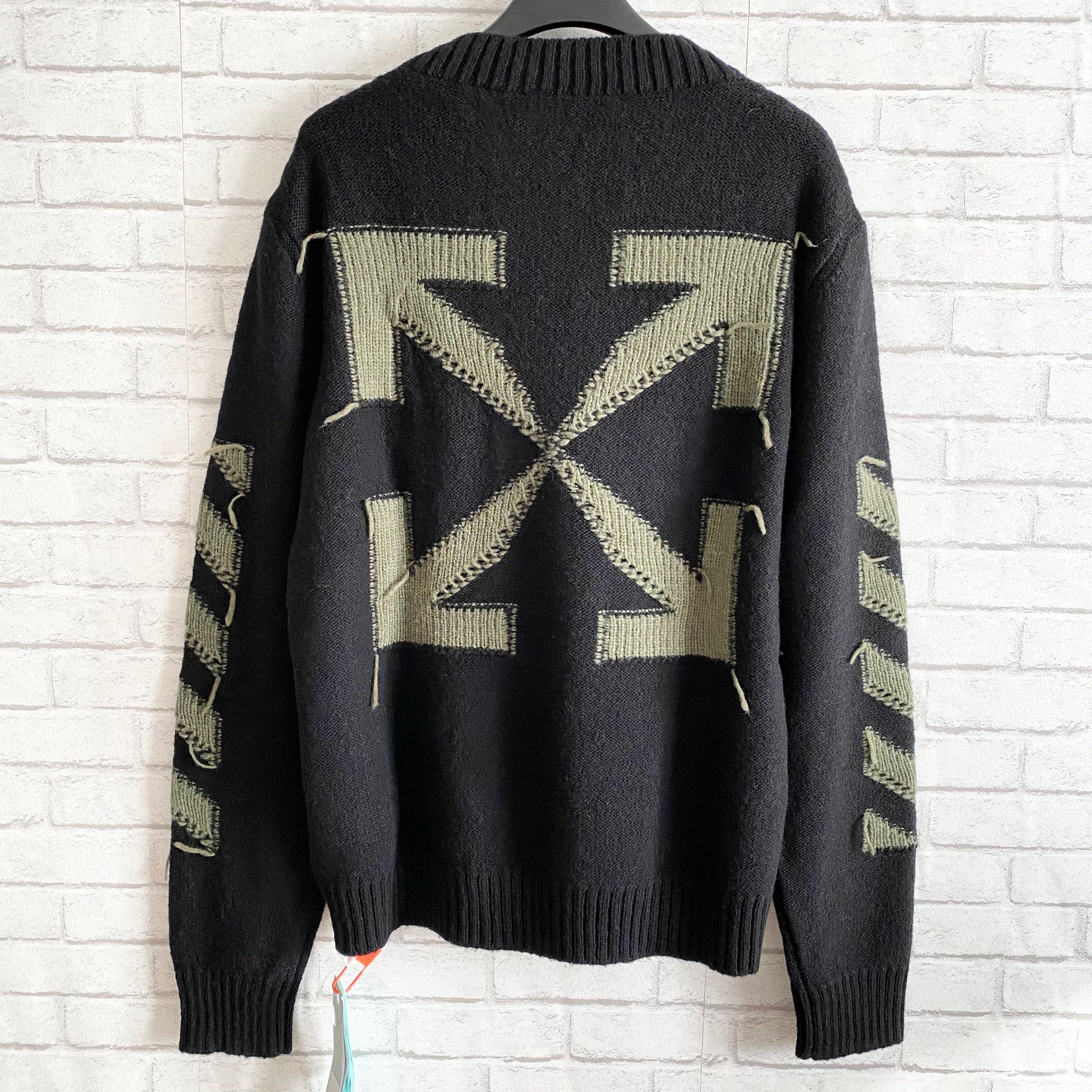 新品 off-white ロゴ ニット セーター オフホワイト