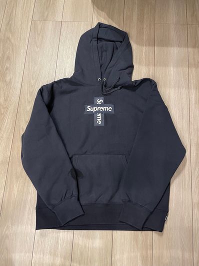 Supreme Cross Box Logo Hooded Sweatshirt "Navy"