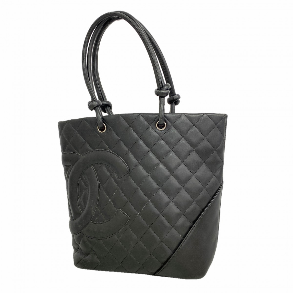 【6gc3733-k】シャネル トートバッグ カンボン ラムスキン ブラック シルバー金具【中古】レディース