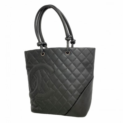 【6gc3733-k】シャネル トートバッグ カンボン ラムスキン ブラック シルバー金具【中古】レディース