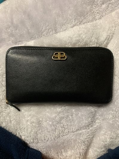 BALENCIAGA BB Logo Zip Around Wallet "Black"