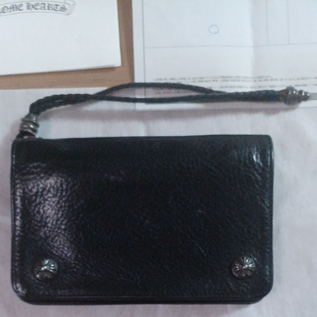 Chrome Hearts 2 Zipper Leather Wallet (with Strap) "Black"