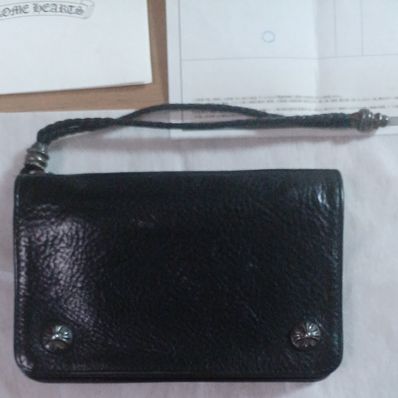 Chrome Hearts 2 Zipper Leather Wallet (with Strap) "Black"