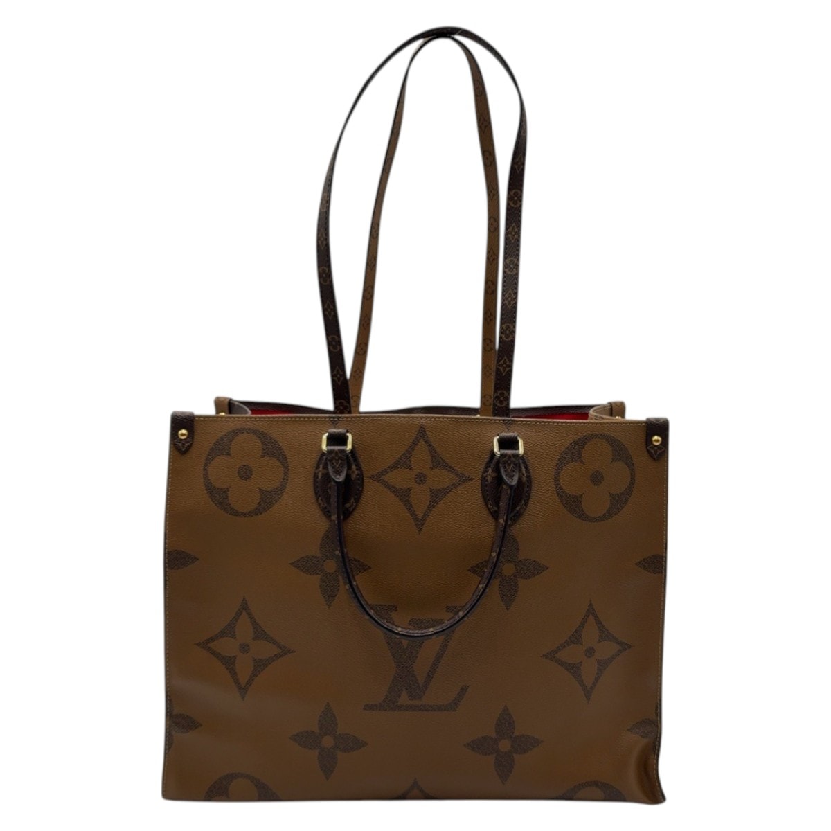 美品 LOUIS VUITTON ルイヴィトン モノグラム リバース キャンバス オンザゴー GM ブラウン 茶色 ベージュ PVCコーティングキャンバス トートバッグ 男女兼用 601148 【中古】