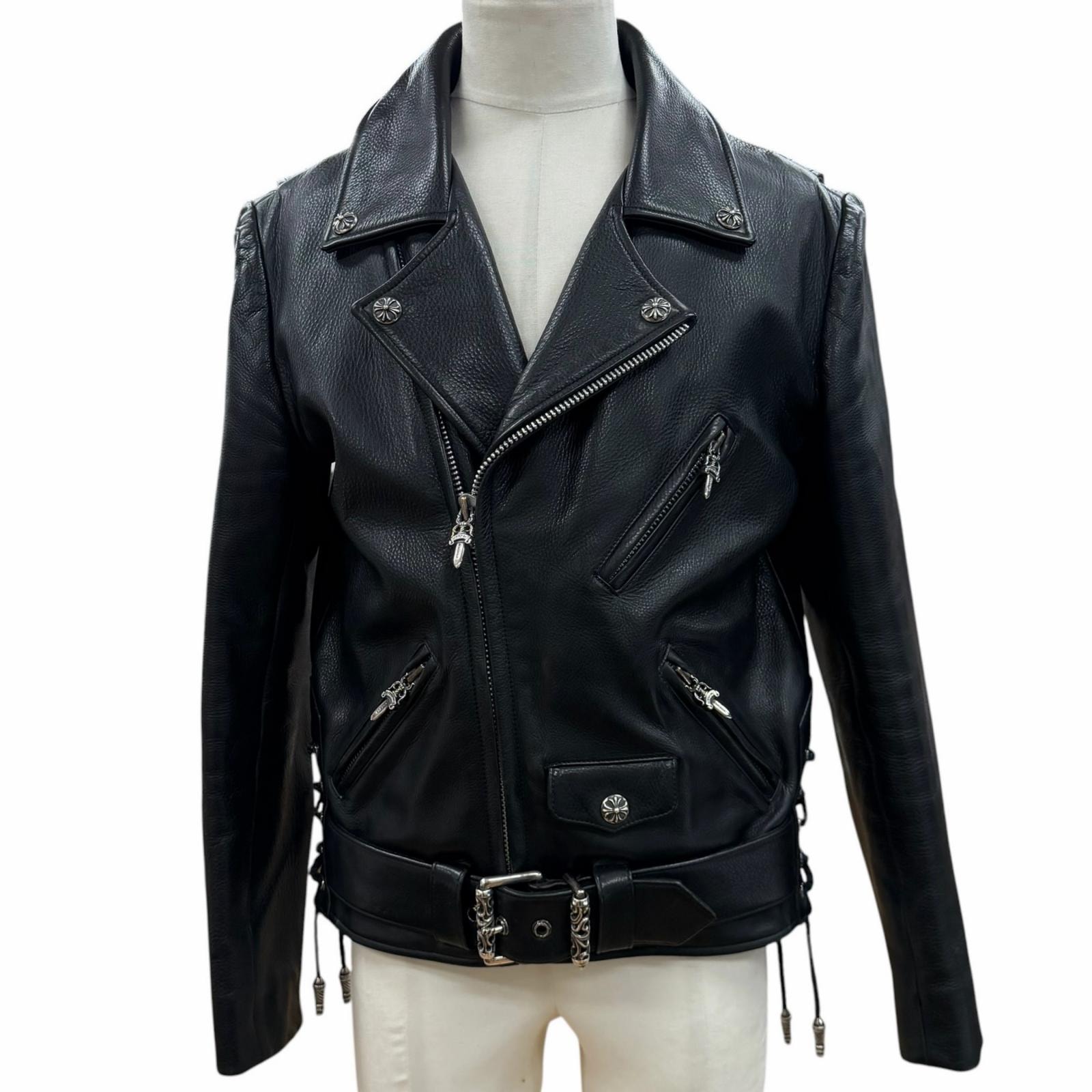 良品 クロムハーツ ライダースジャケット JJ DEAN2 ブラック メンズ M
