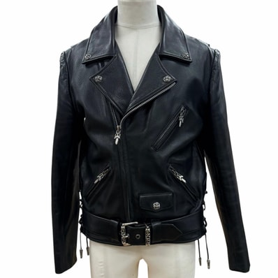 良品 クロムハーツ ライダースジャケット JJ DEAN2 ブラック メンズ M