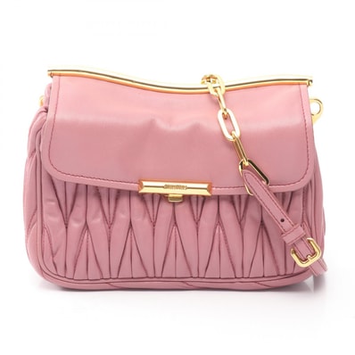 ミュウ ミュウ Miu Miu MATELASSE マテラッセ ショルダーバッグ バッグ レザー レディース ピンク系 【中古】