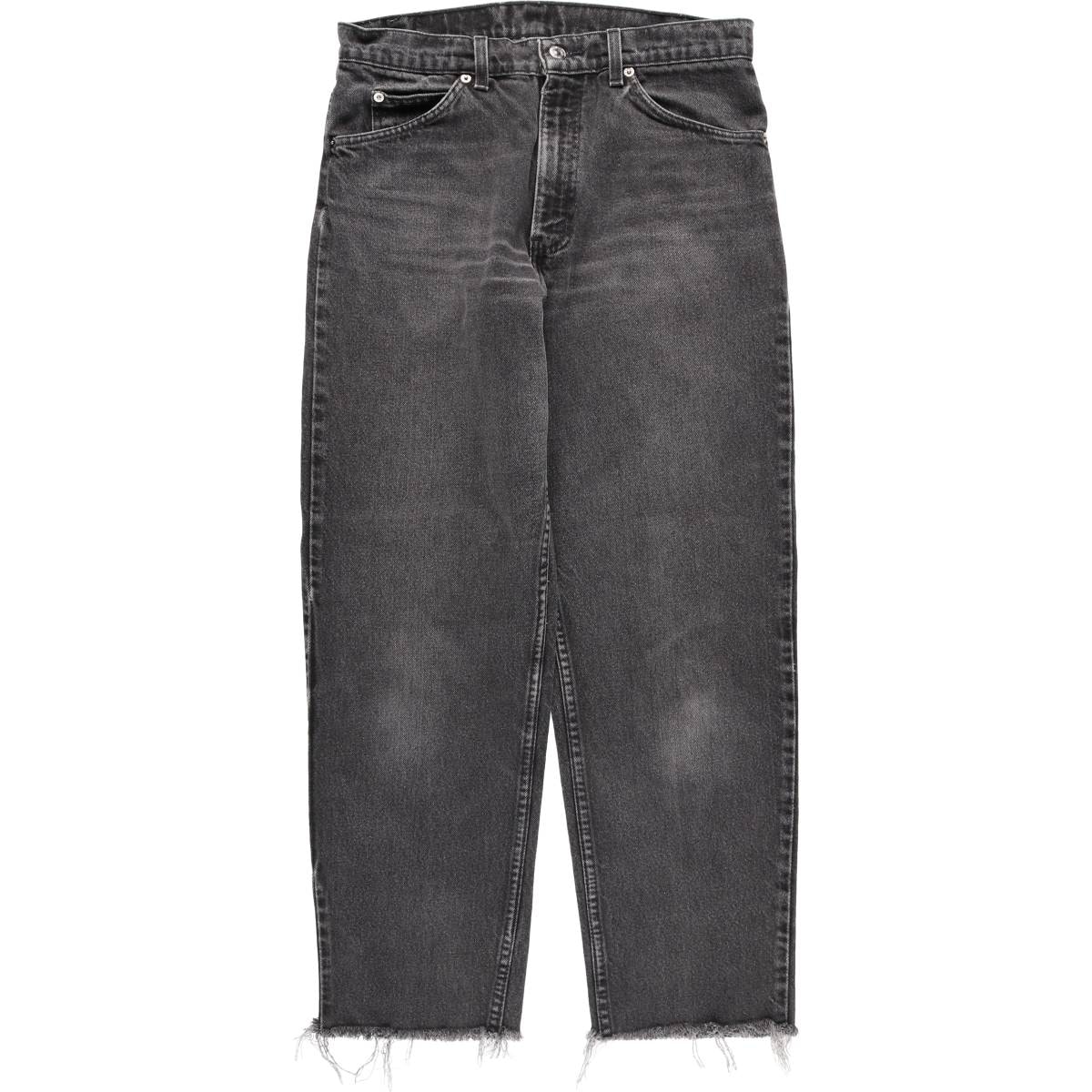 古着 90~00年代 リーバイス Levi's 550 RELAXED FIT TAPERED LEG オレンジタブ カットオフ ブラックデニム テーパードデニムパンツ メンズw31相当 ヴィンテージ/eaa612438