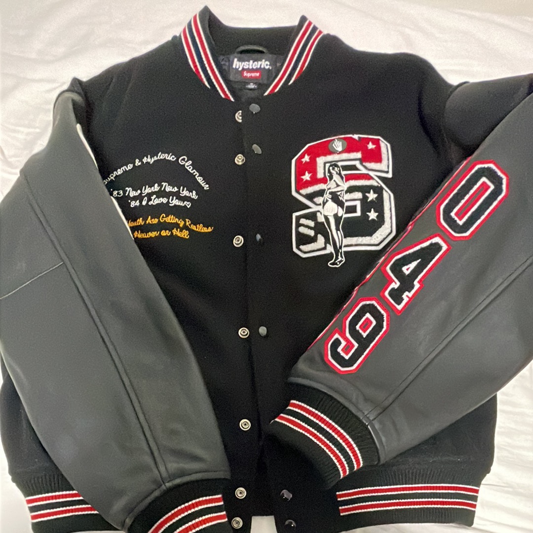 Supreme x HYSTERIC GLAMOUR Varsity Jacket "Black"