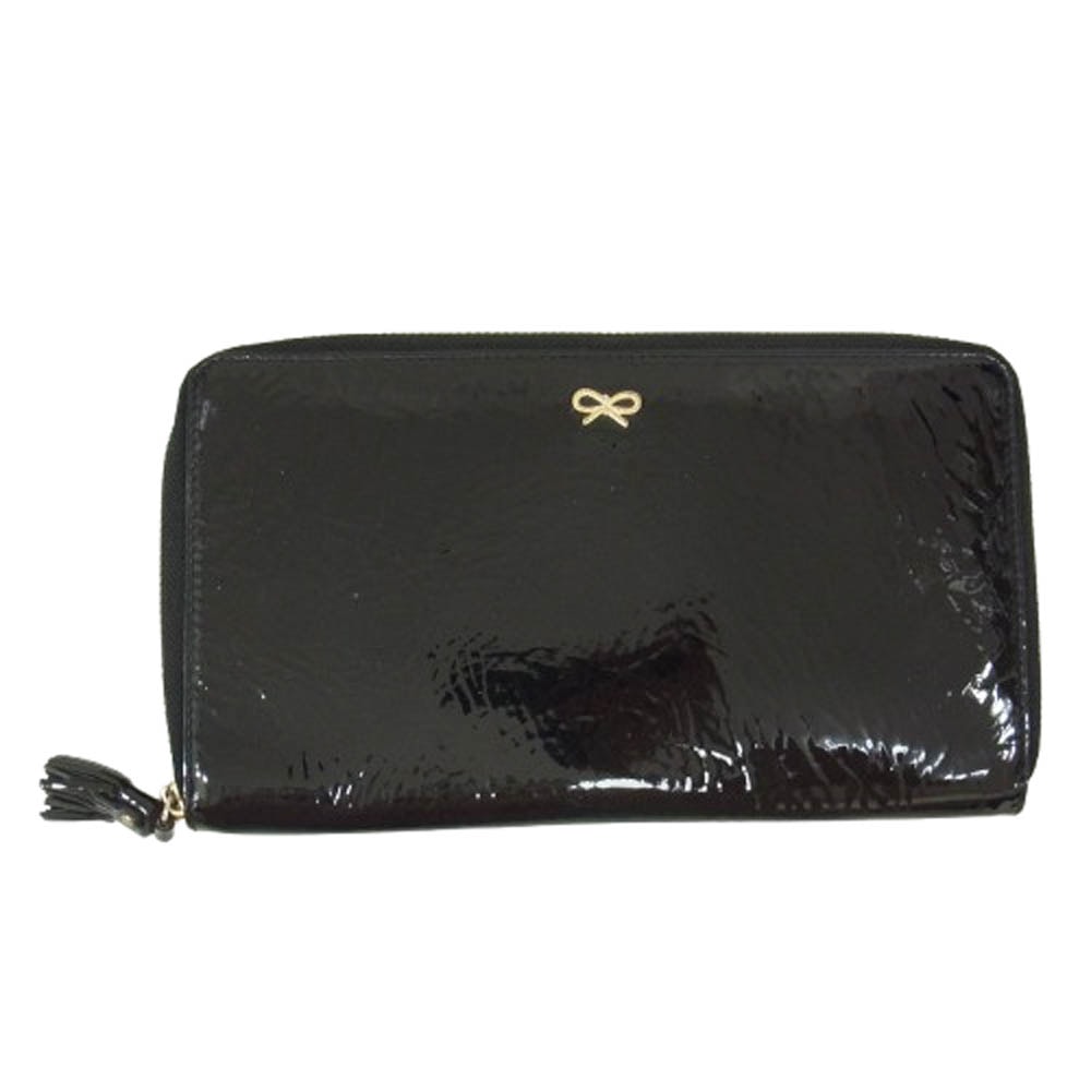 Anya Hindmarch アニヤ・ハインドマーチ その他アクセサリー リボンプレート エナメル マルチ パスポートケース ブラック系【中古】