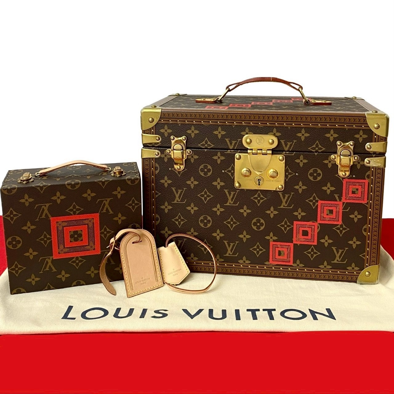 LOUIS VUITTON ルイヴィトン ボワット ファルマシー モノグラム 市川海老蔵 レザー PVC ハンドバッグ ブラウン
 401-9