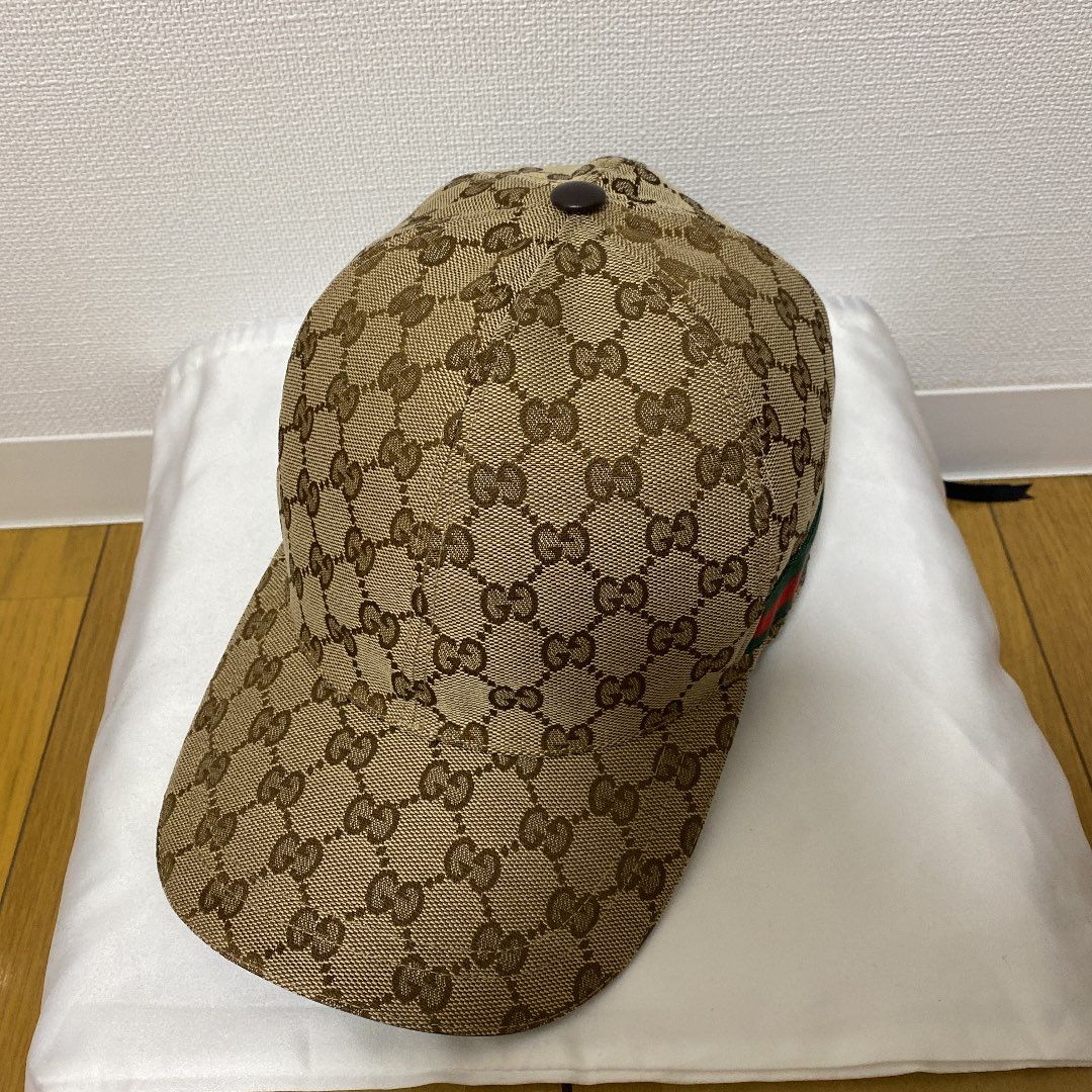 GUCCI Original GG Canvas Baseball Hat With Web "Beige/Ebony"