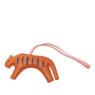 エルメス ルールー タイガー バッグチャーム ブラウン ネイビー ピンク アニョーミロ レディース HERMES 【中古】
