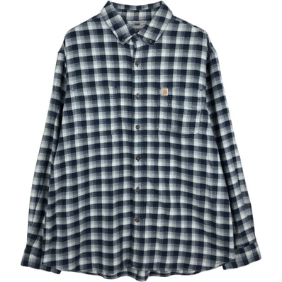 古着 カーハート Carhartt RELAXED FIT 長袖 ボタンダウン ライトネルチェックシャツ メンズXL相当/eaa666135