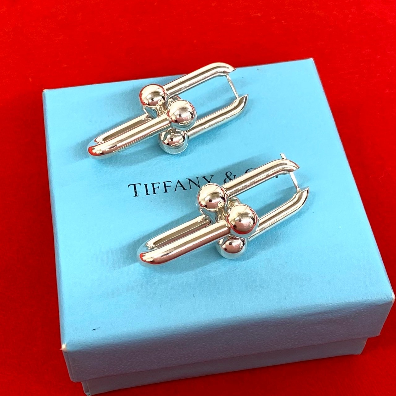 TIFFANY&Co. ティファニー ハードウェア エクストララージ リンク ピアス シルバー925 ピアス シルバー
 808-1