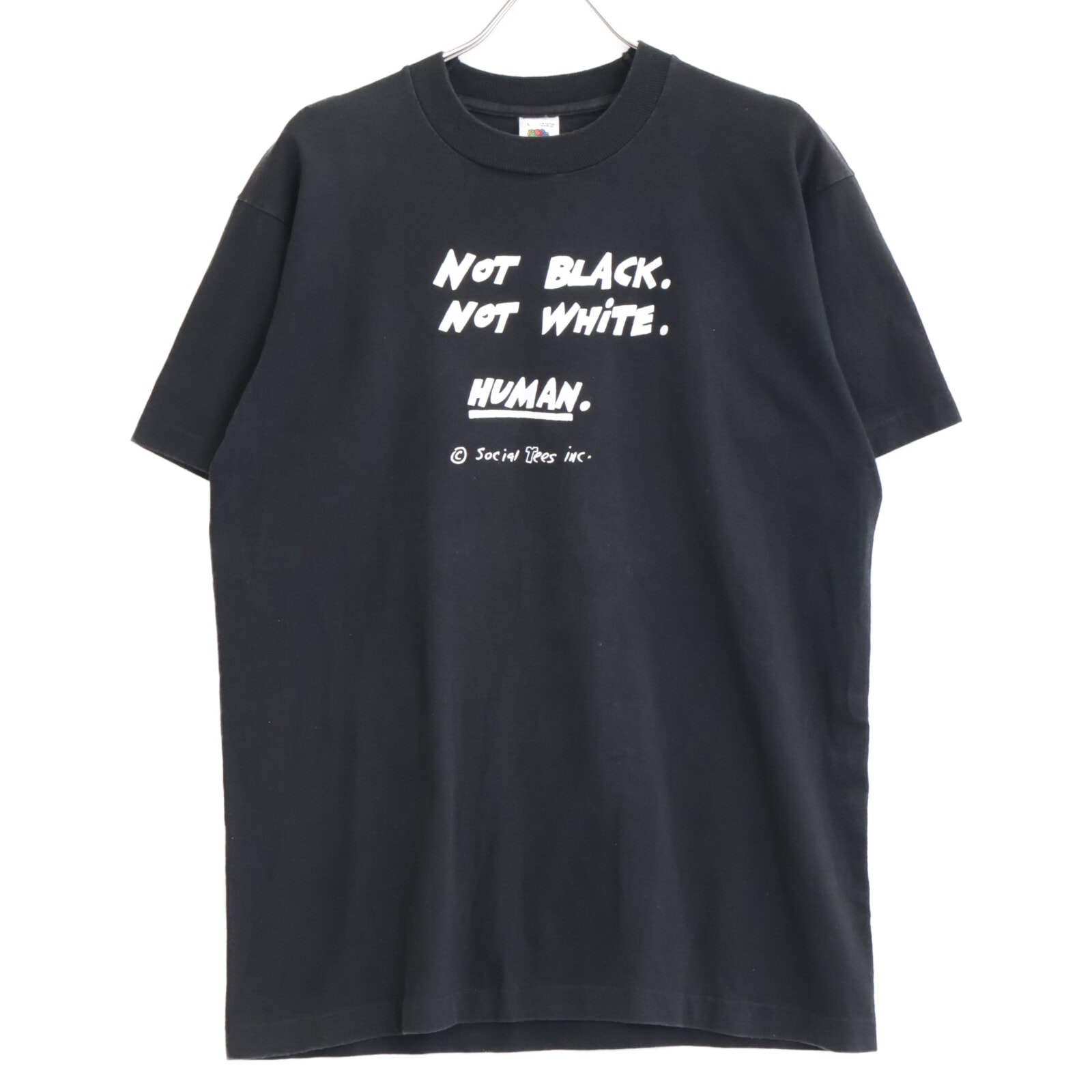 フルーツオブザルーム ブラック 90'S シングルステッチ social Tees inc プリント Tシャツ L