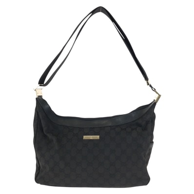 美品 GUCCI グッチ ブラック 黒 ゴールド金具 GGキャンバス レザー/ ショルダーバッグ 602410 【中古】