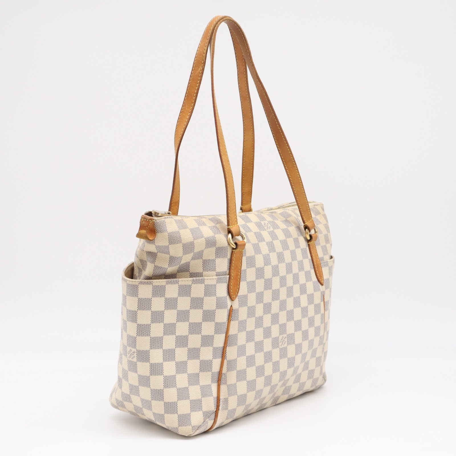 LOUIS VUITTON ルイ・ヴィトン アズール トータリーMM N51262 ハンドバッグ ホワイト グレー コーティングキャンバス レザー レディース