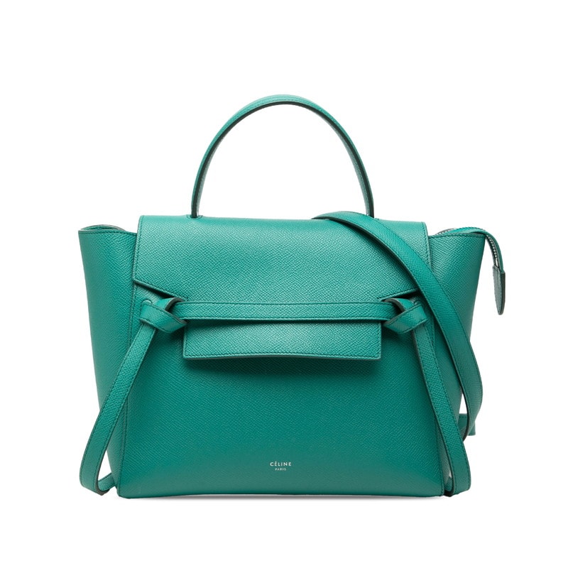 セリーヌ ベルトバッグ ハンドバッグ ショルダーバッグ 2WAY グリーン レザー レディース CELINE 【中古】