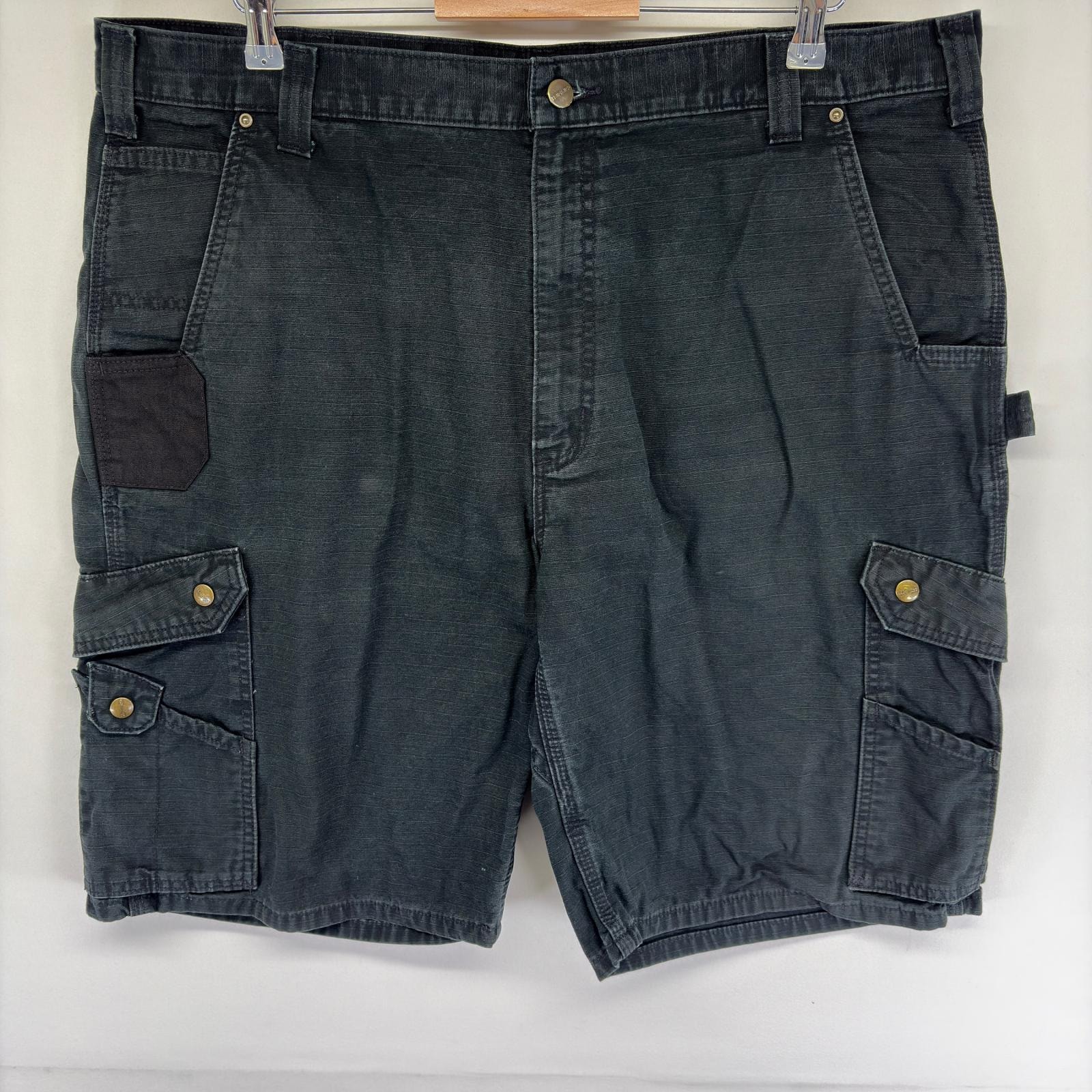 古着 カーハート Carhartt パンツ ワーク カーゴ ハーフ ショート ジッパーフライ 大きいサイズ w42  ブラック系 メンズ