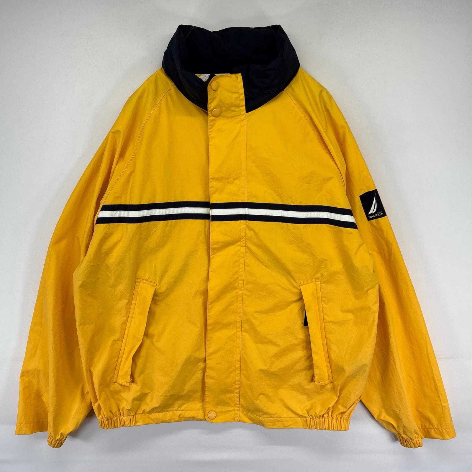 古着 ノーティカ NAUTICA ジャケット ブルゾン フルジップ メッシュライナー 大きいサイズ 2XL イエロー系 メンズ