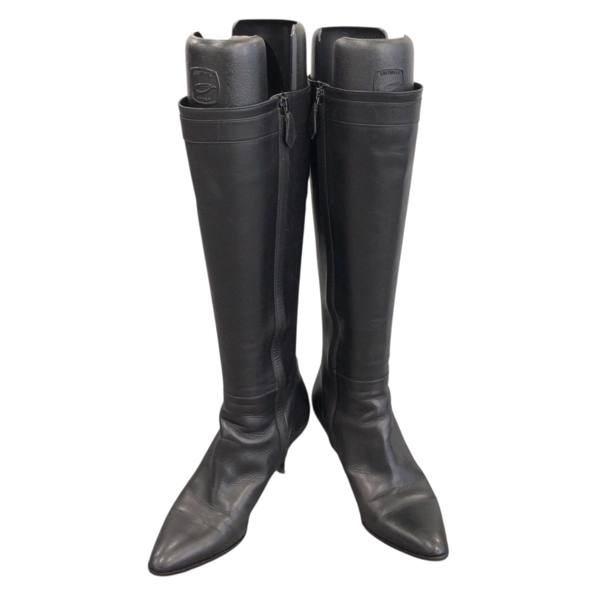 美品 HERMES エルメス サイズ35 1/2 ノワール ブラック シルバー金具 レザー ブーツ ロングブーツ S刻印 603673 【中古】
