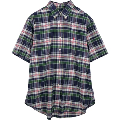古着 ラルフローレン Ralph Lauren CLASSIC FIT クラシックフィット 半袖 ボタンダウン チェックシャツ メンズL相当/eaa655863