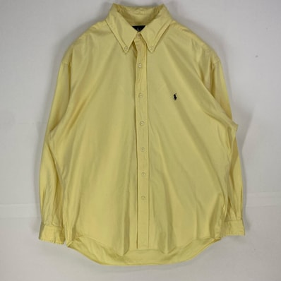 古着 ラルフローレン RALPH LAUREN 長袖シャツ ワンポイントロゴ BLAKE ボタンダウン ロングスリーブ M イエロー系 メンズ
