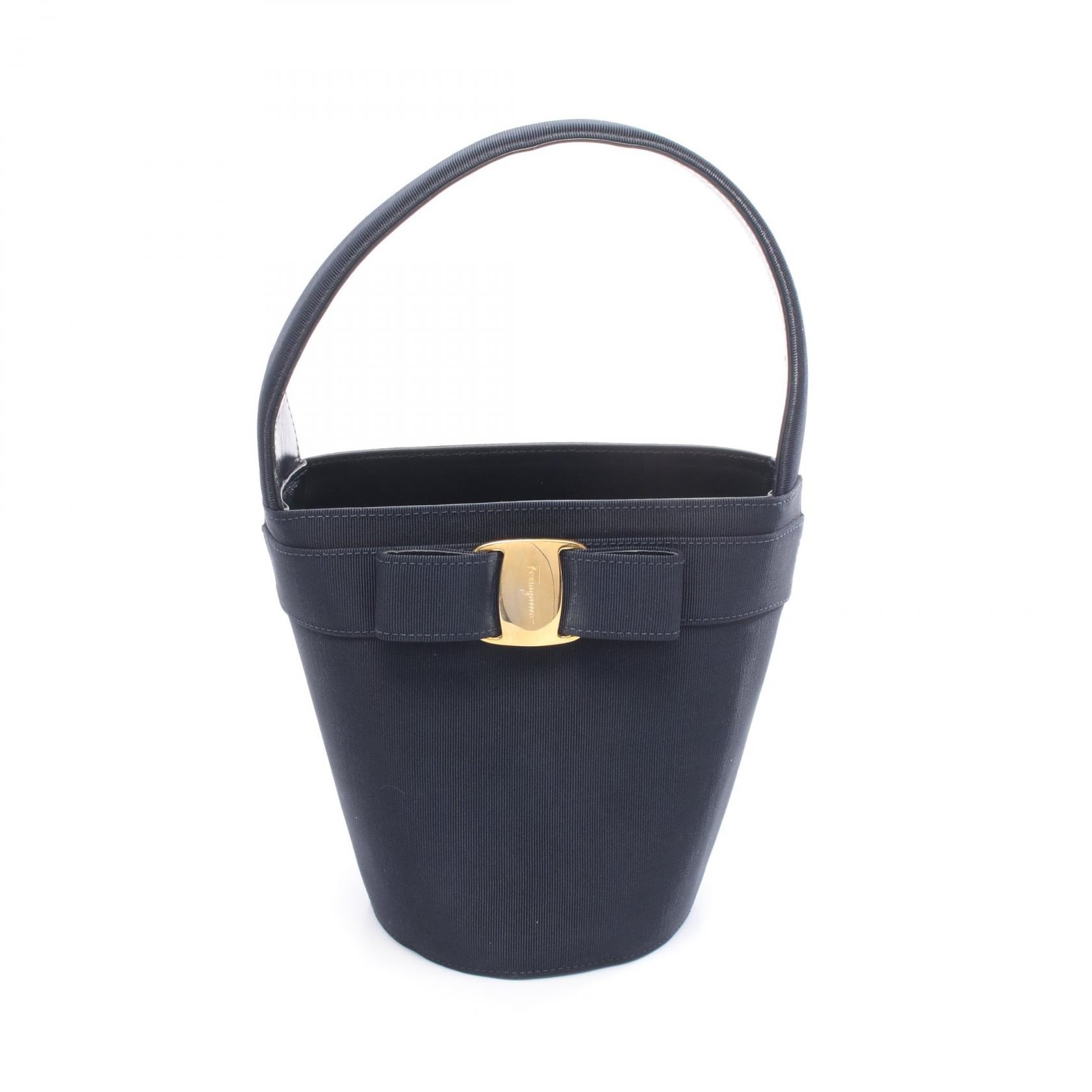 サルヴァトーレフェラガモ Salvatore Ferragamo ヴァラリボン ハンドバッグ バッグ スウェード レディース ブラック系 【中古】