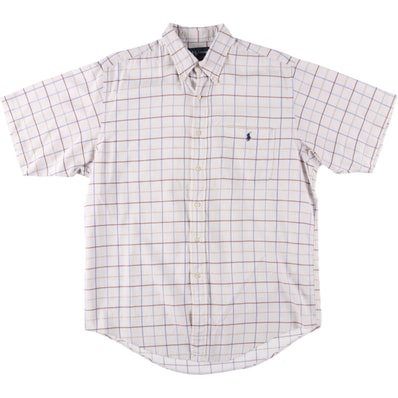 古着 ラルフローレン Ralph Lauren YARMOUTH 半袖 ボタンダウン チェックシャツ メンズL相当/eaa532296
