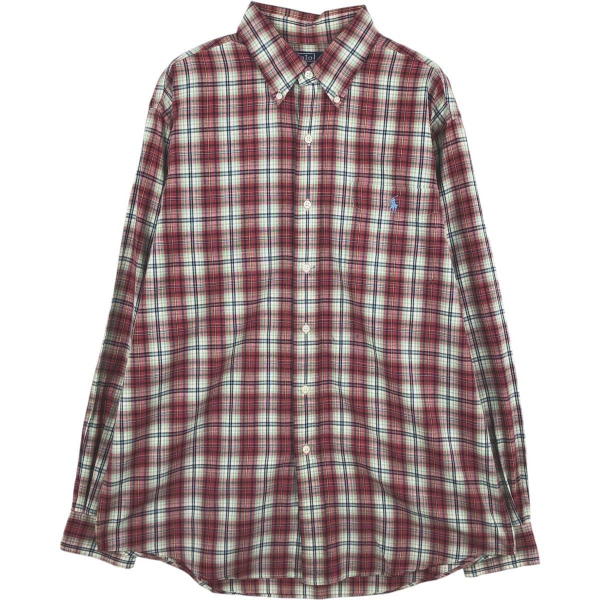 古着 ラルフローレン Ralph Lauren POLO by Ralph Lauren CUSTOM FIT 長袖 ボタンダウンチェックシャツ メンズL相当/eaa634821