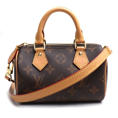 LOUIS VUITTON ルイ・ヴィトン ナノ・スピーディ 2Wayショルダーバッグ ブラウン M81085 TY0273 レディース【中古】【美品】