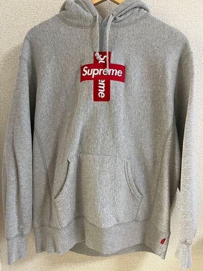 Supreme Cross Box Logo Hooded Sweatshirt "Grey"