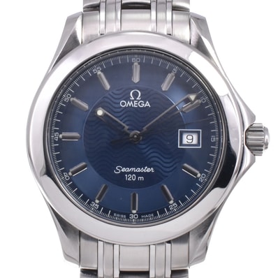 オメガ OMEGA 2511.81 シーマスター 200m デイト ブルー クォーツ メンズ 良品 腕時計 Q#148627
