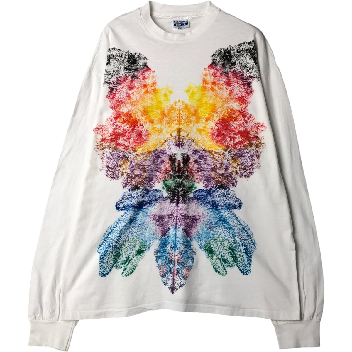 古着 90年代 ヘインズ Hanes BEEFY-T 大判プリント ロングTシャツ ロンT USA製 メンズXL相当 ヴィンテージ/eaa581093