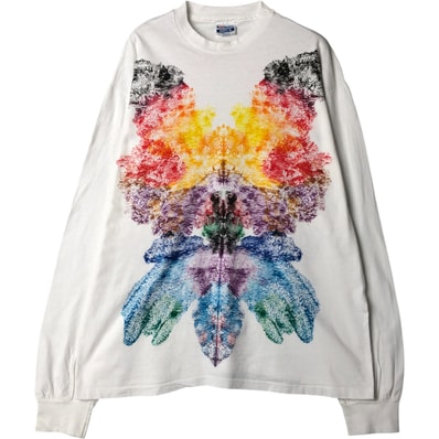 古着 90年代 ヘインズ Hanes BEEFY-T 大判プリント ロングTシャツ ロンT USA製 メンズXL相当 ヴィンテージ/eaa581093