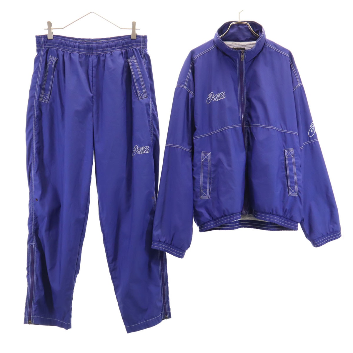 asics アシックス ウインドブレーカー 上下セットアップ M/L 青紫 ジャケット