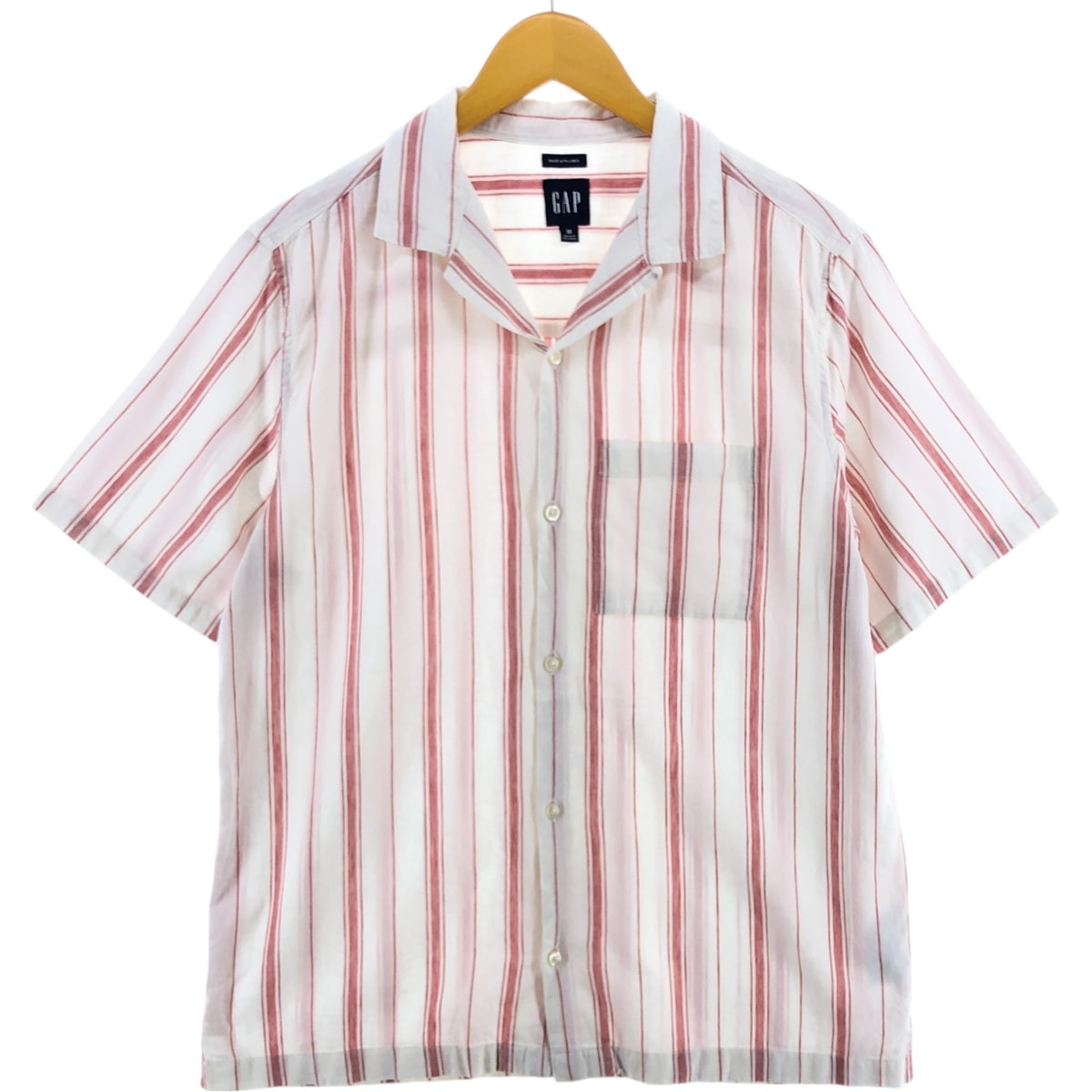 古着 00年代 ギャップ GAP ペイズリー柄 半袖 オープンカラー コットン×リネンシャツ ボックスシャツ メンズM相当/eaa560106