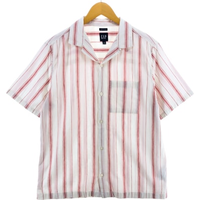 古着 00年代 ギャップ GAP ペイズリー柄 半袖 オープンカラー コットン×リネンシャツ ボックスシャツ メンズM相当/eaa560106