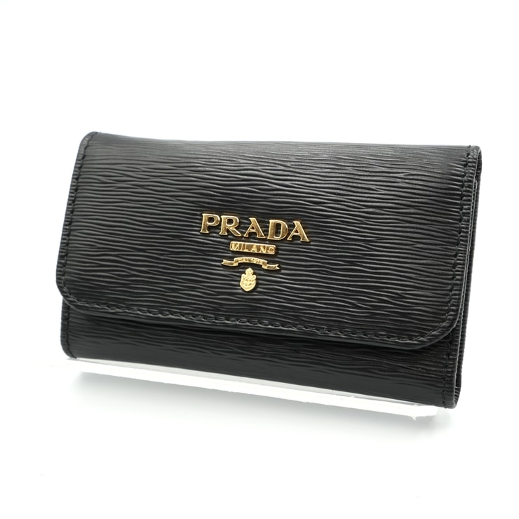 PRADA(プラダ)ヴィッテロ ムーヴ 6連キーケース ブラック レザー ゴールド金具 レディース 1PG222【中古】