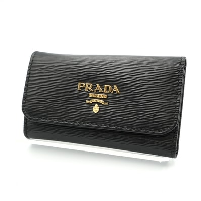 PRADA(プラダ)ヴィッテロ ムーヴ 6連キーケース ブラック レザー ゴールド金具 レディース 1PG222【中古】