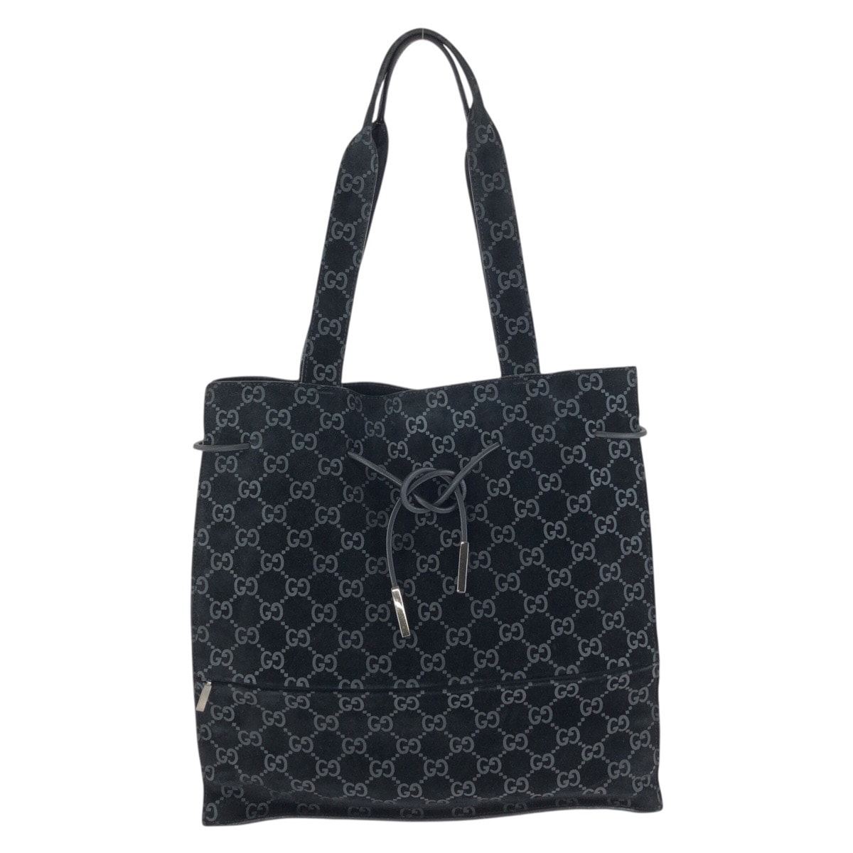 美品 GUCCI グッチ ヴィンテージ GG柄 ブラック 黒 シルバー金具 スウェード トートバッグ ショルダーバッグ 602795 【中古】