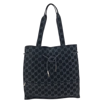 美品 GUCCI グッチ ヴィンテージ GG柄 ブラック 黒 シルバー金具 スウェード トートバッグ ショルダーバッグ 602795 【中古】