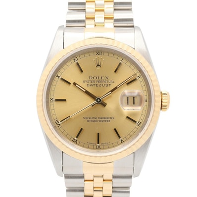 ロレックス ROLEX デイトジャスト W番 シャンパン バー 腕時計 時計 K18(イエローゴールド) ステンレススチール メンズ ゴールド系 16233 【中古】