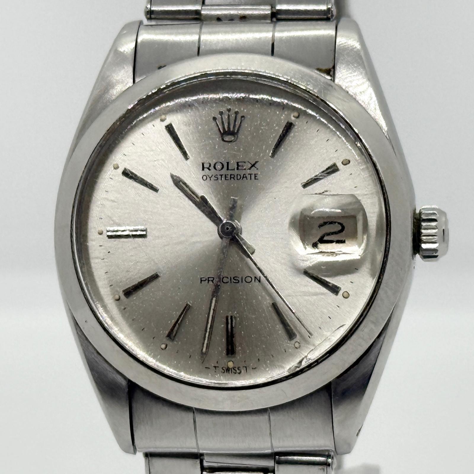 ROLEX ロレックス オイスター デイト プレシジョン SS/SS FF57 6694 シルバー 手巻き メンズ 腕時計 稼働品
