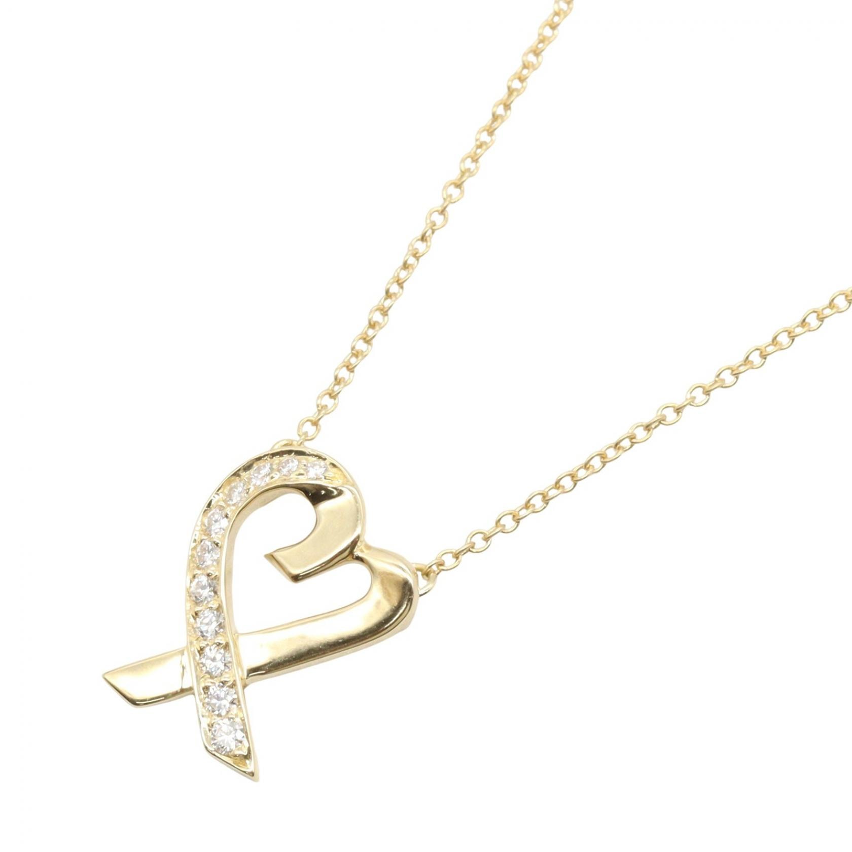 ティファニー TIFFANY&CO ラビングハートネックレス ネックレス ジュエリー K18(イエローゴールド) ダイヤモンド レディース ゴールド系 / クリア系 【中古】