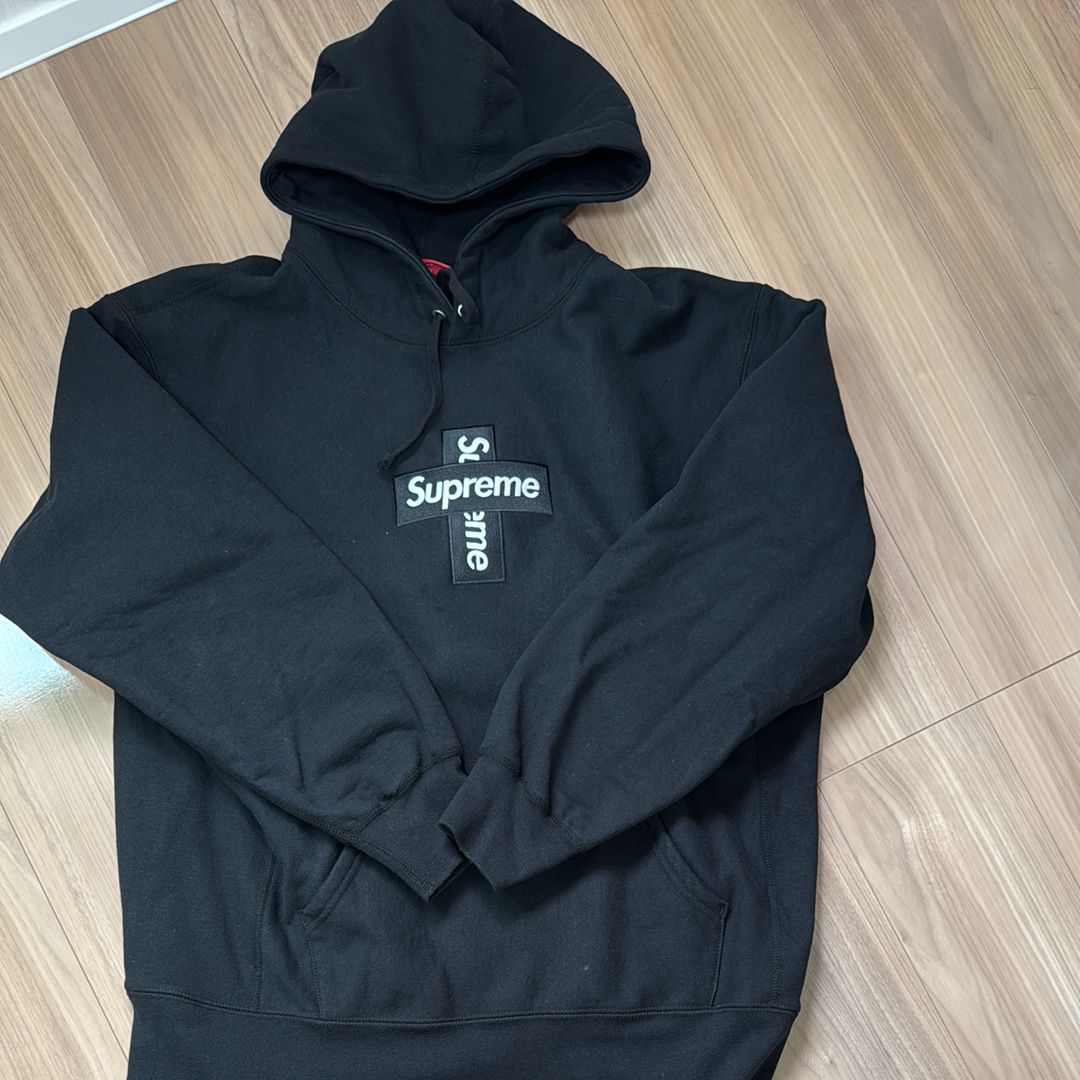 Supreme Cross Box Logo Hooded Sweatshirt "Black"